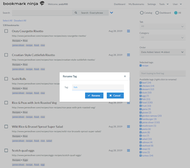 Bookmark Ninja Renaming tags