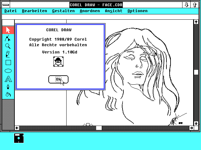 CorelDRAW Versi 1.0 (1988) Sejarah CorelDRAW - CorelDRAW Versi 1.0 (1988)