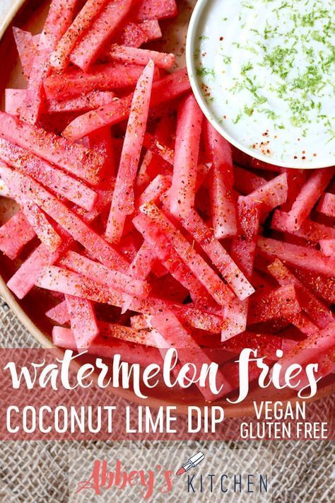Watermelon Fries with Coconut Lime Yogurt Dip. What a fun summer appetizer or party snack!