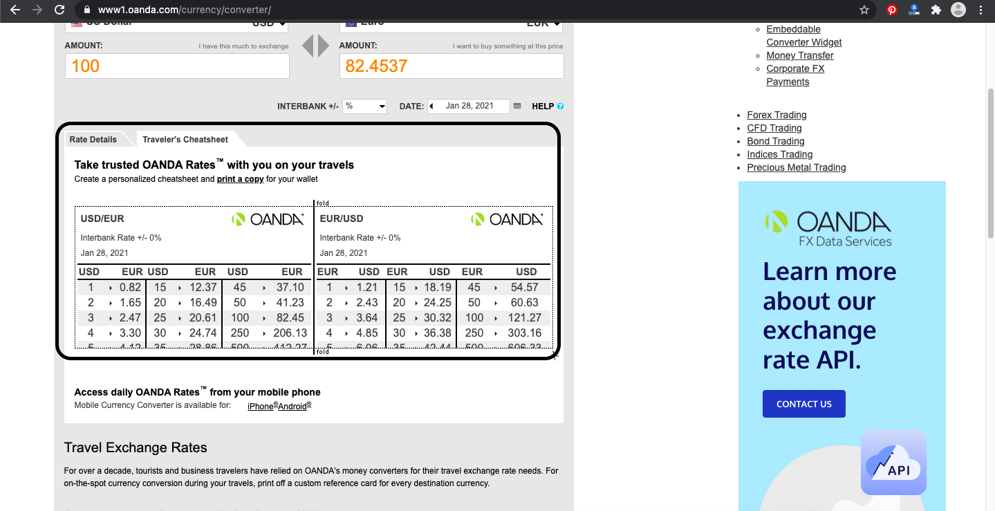 Currency Converter Cheat Sheet Printable - Printable World Holiday