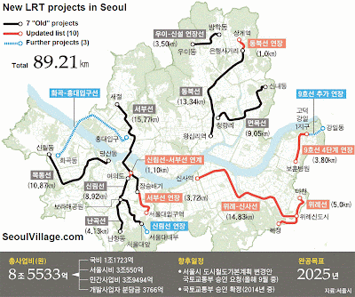 New LRT projects in Seoul