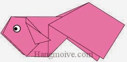 Bước 15: Vẽ mắt để hoàn thành cách xếp con cá vàng bằng giấy theo phong cách origami. 