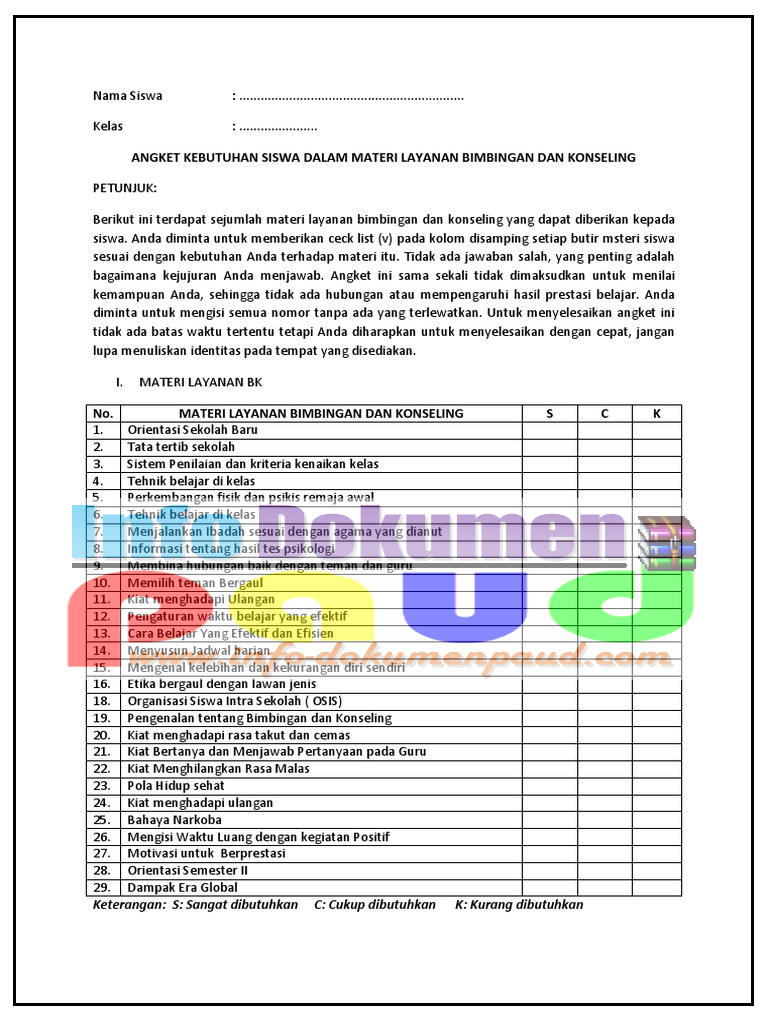 Contoh Angket Penilaian Guru oleh Siswa SMP SMA dan SMK ~ SITUS PENDIDIKAN