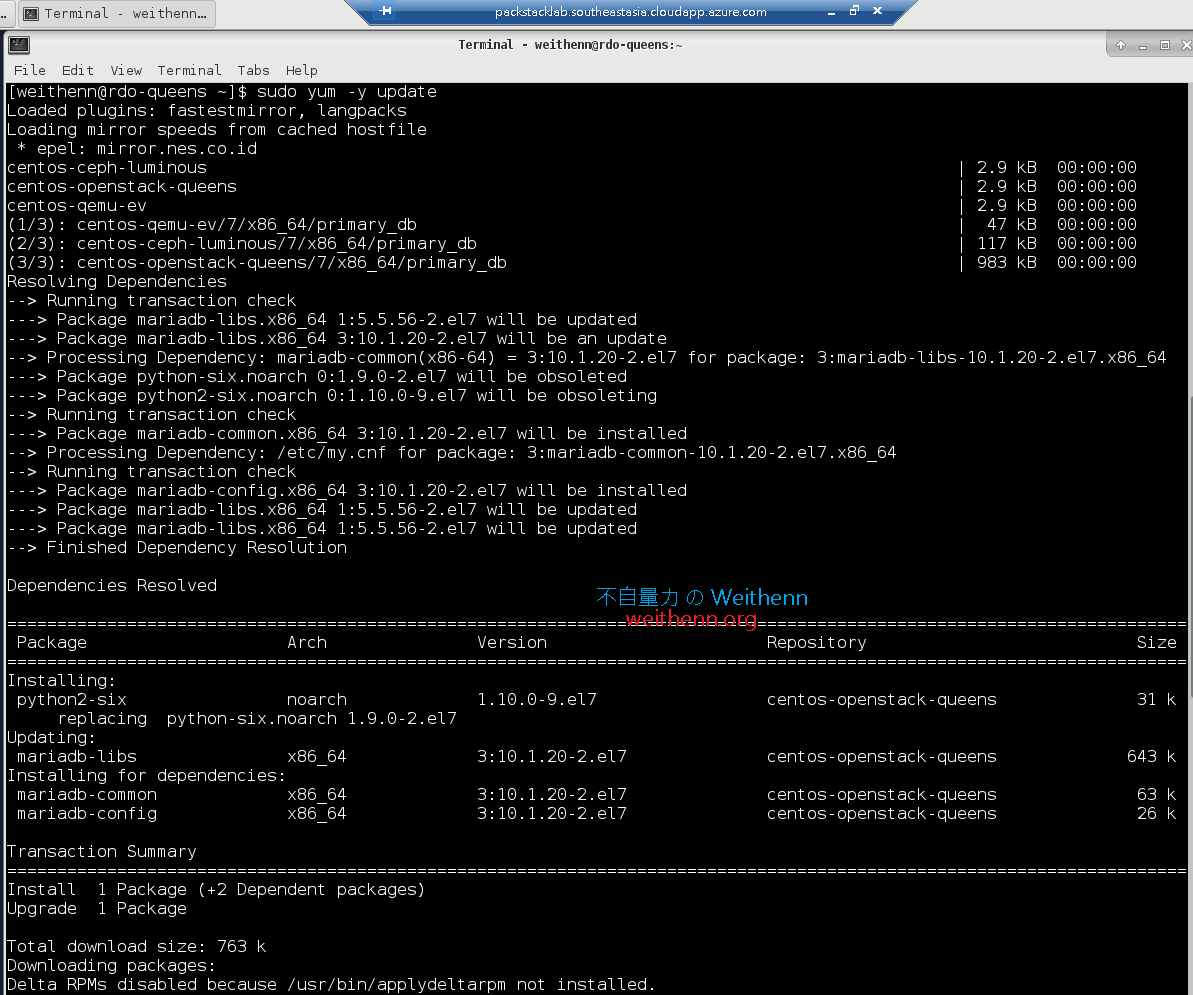 CentOS 7.5 透過 RDO 安裝 OpenStack Queens ~ 不自量力 の Weithenn