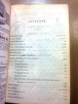 Merchants' and Manufacturers' Pocket Directory of London, contents