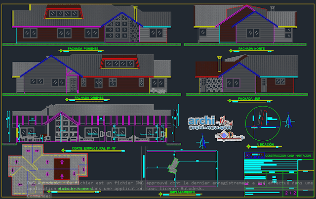 Room House 195m2 in AutoCAD 