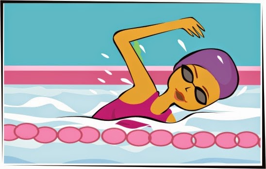 Gambar Berenang Kartun Lucu Kolam Swim Wanita Gaya Bebas Cartoon