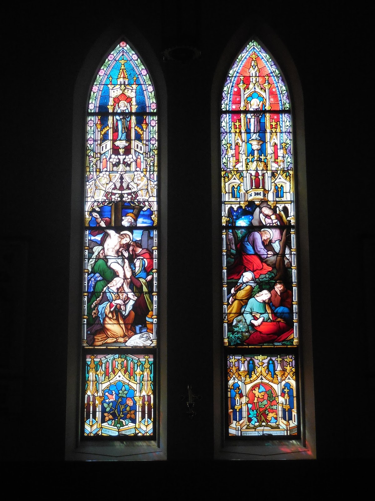 Introibo ad altare Dei Stained Glass Window St Joseph Cathedral in