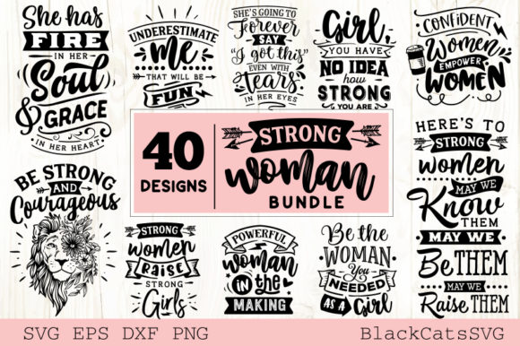 Download Strong Woman Bundle 40 Designs Yellowimages Mockups