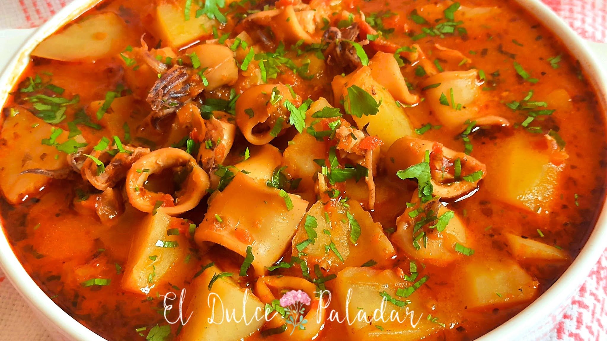 Guiso de calamares con patatas El dulce paladar