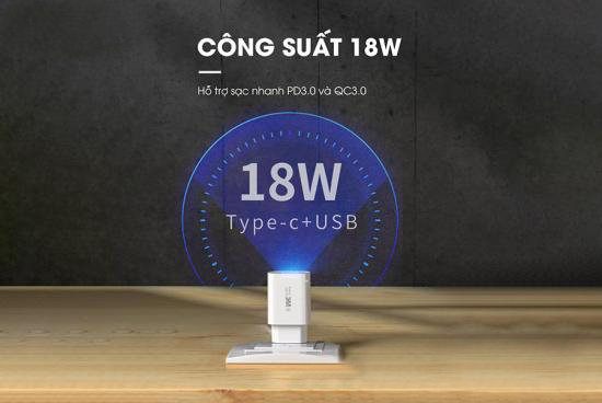 Củ sạc nhanh kèm cáp PD18W + QC3.0 WP-U101