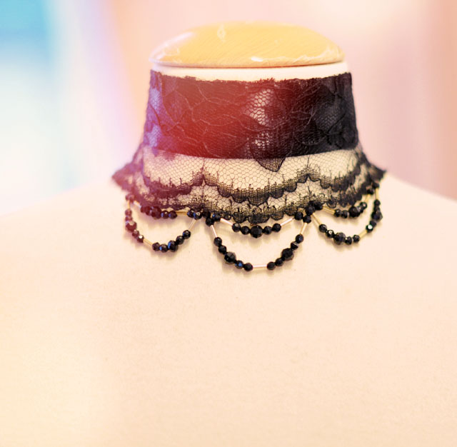 beaded lace and ribbon choker DIY inspired by Downton Abbey