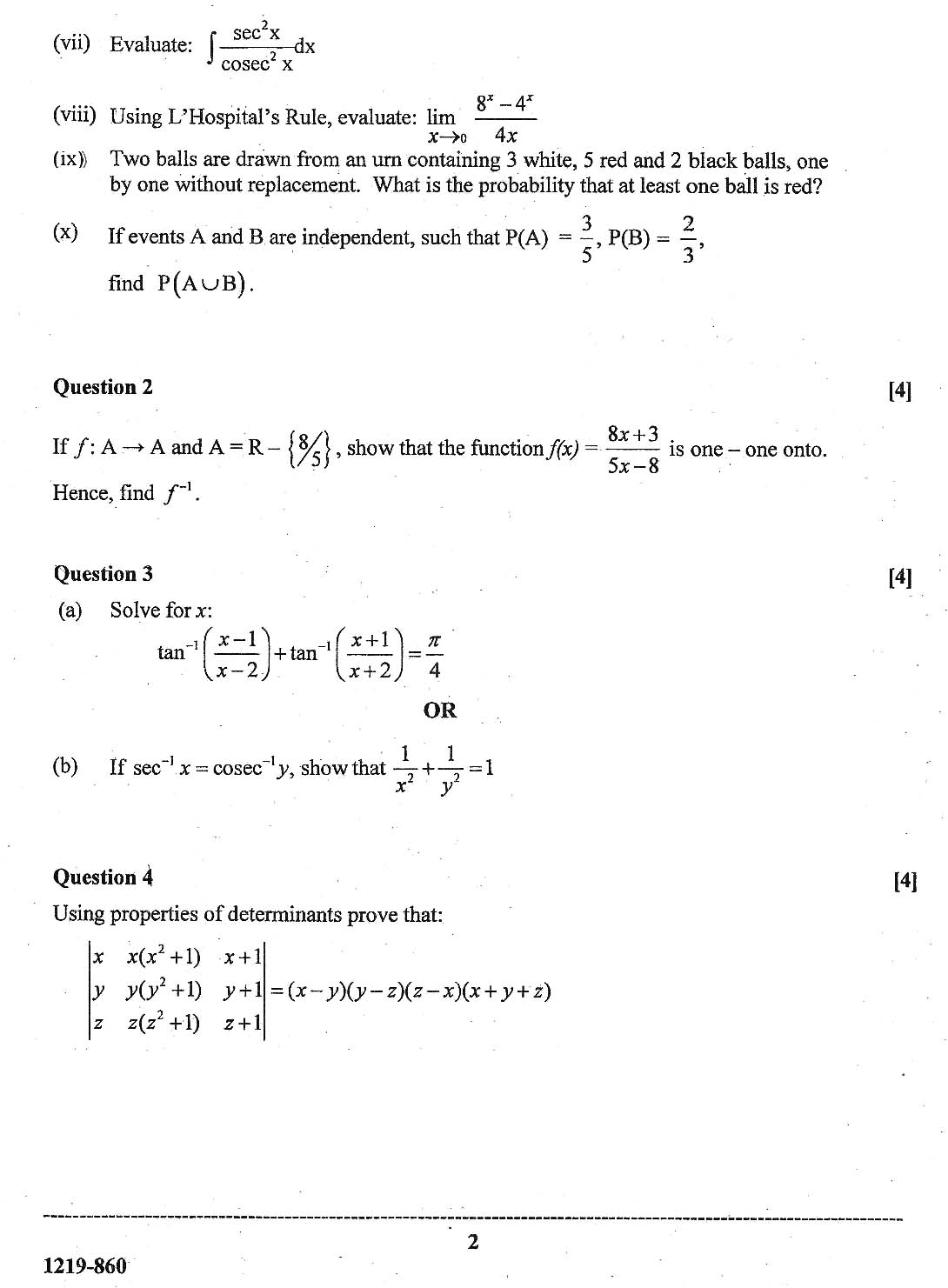 ISC 2019 Mathematics Question Paper ISC 2019 Mathematics Question Paper