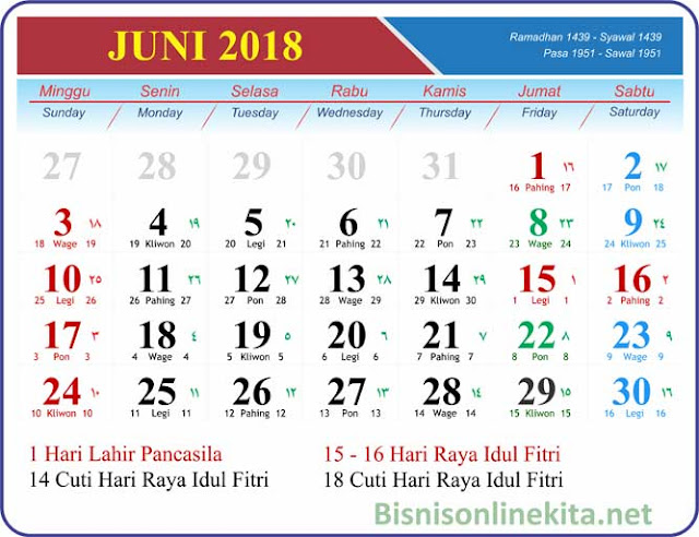 kalender juni 2018