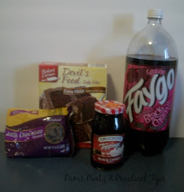 Ingredients for cherry chocolate cake 
