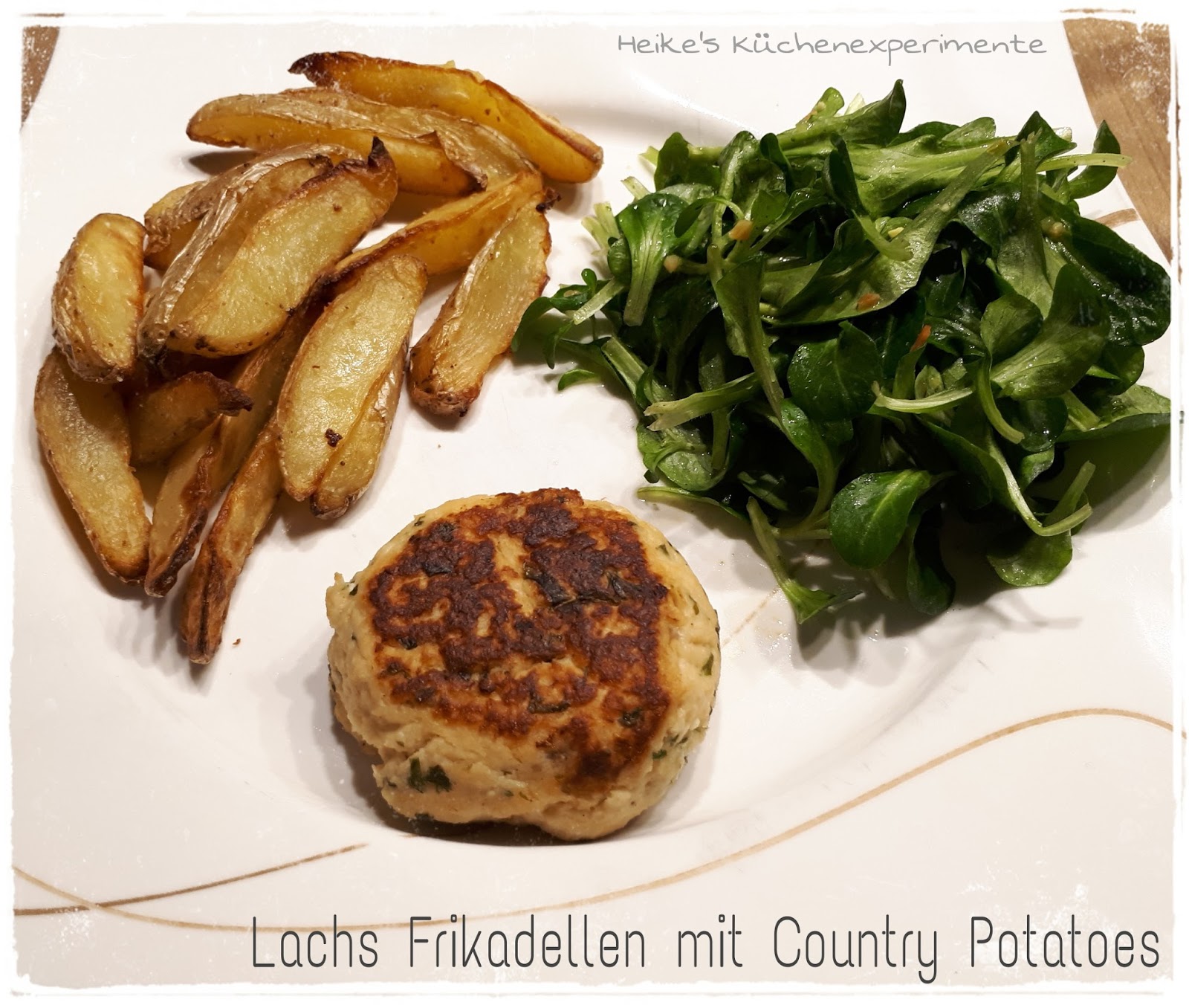Heike&amp;#39;s Küchenexperimente ☆☆☆: Lachs Frikadellen mit Country Potatoes