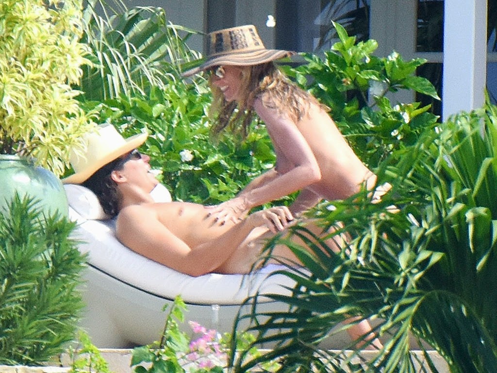 Heidi Klum Topless Bikini Candid Photos Sunbathing In St.Barts.