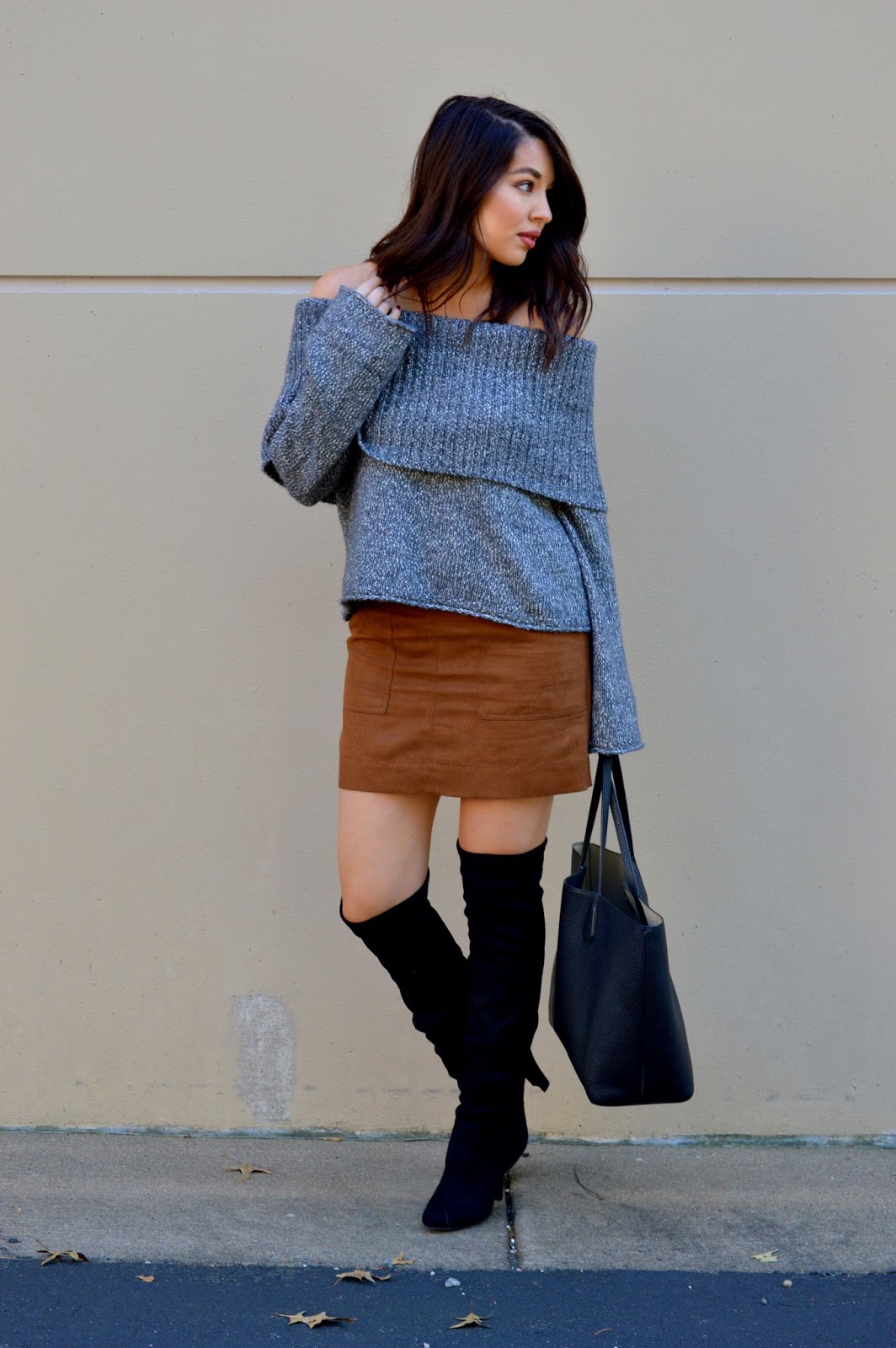 Rosy Outlook: Suede Skirt & OTK Boots + Fashion Frenzy Link-Up!