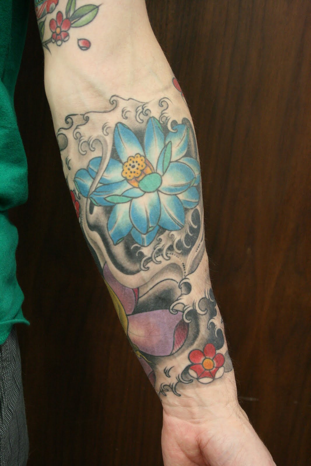 Iron Heart Tattoo lower 1/2 sleeve by Joshua Bowers