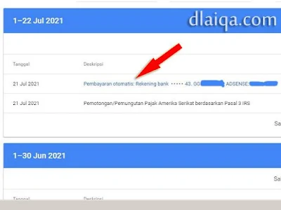 keterangan pada dashboard Adsense