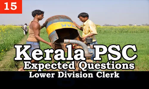 Kerala PSC - Expected/Model Questions for LD Clerk - 15