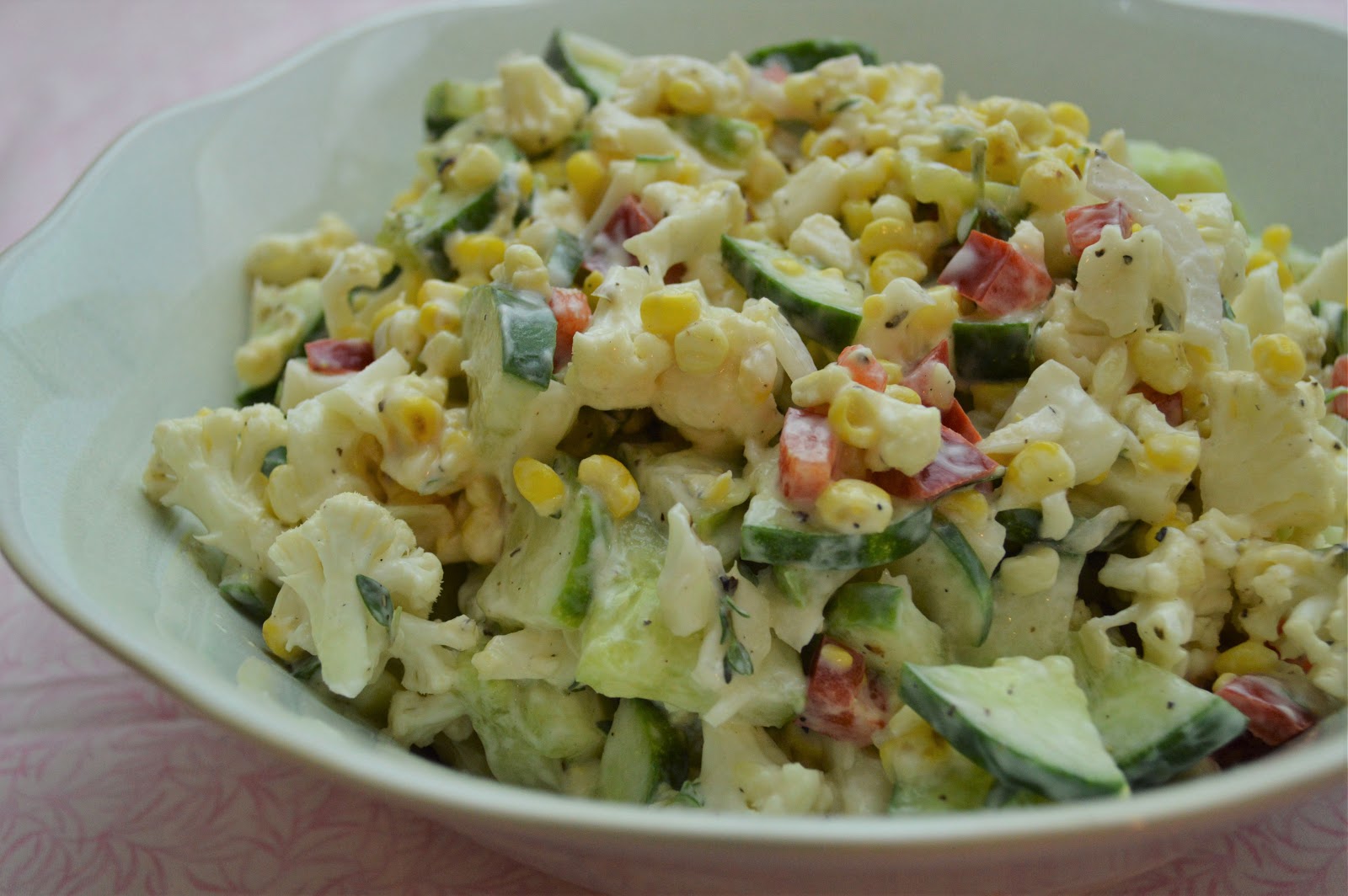 Cauliflower, Corn, and Cucumber Salad