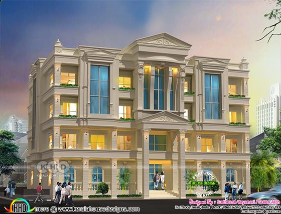 Super luxury 11 bedroom colonial style urban house rendering