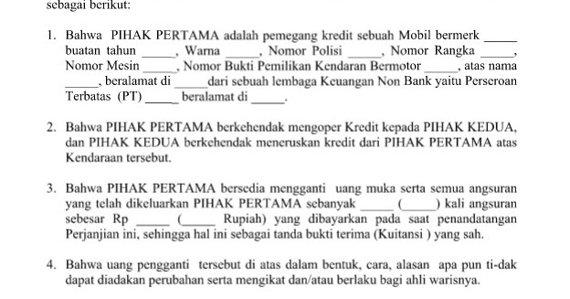 Contoh Surat Kuasa Oper Kredit Rumah Br1m Free