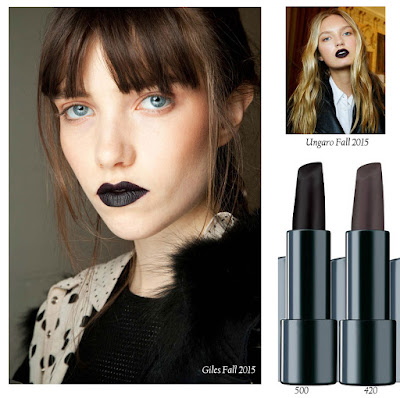 Темные оттенки Make Up Factory Magnetic Lips, shades 500 and 420, макияжи с показов Ungaro and Giles fall 2015