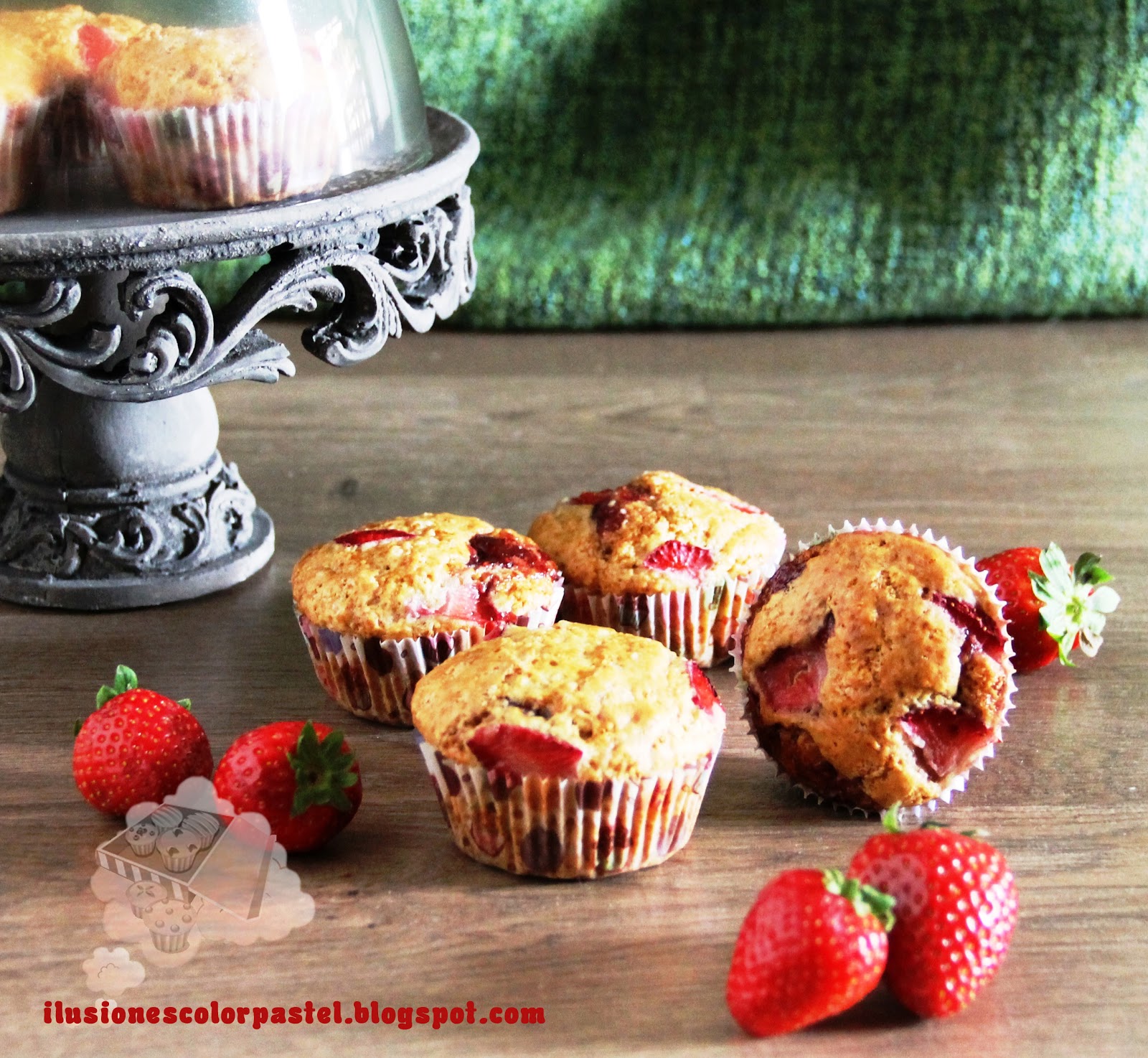 ¡Muffins de fresas y confitura de frambuesa! Ilusiones Color Pastel