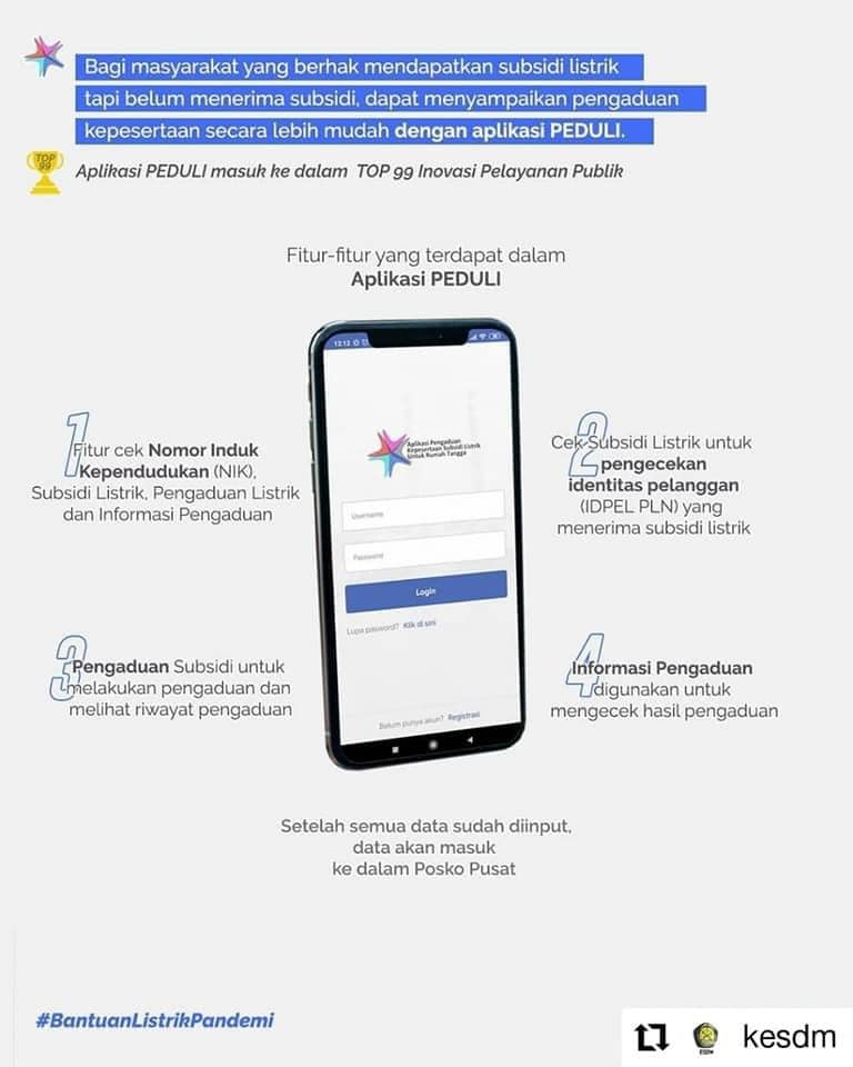 Cara Pengajuan Subsidi Listrik 2020 Via Aplikasi Peduli Warga Negara Indonesia