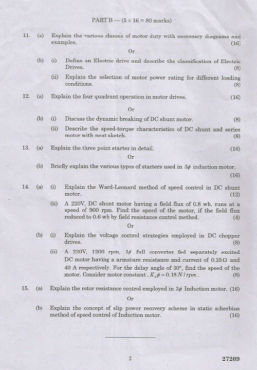 EE6351 Electrical Drives and Controls Nov Dec 2015 Question Paper