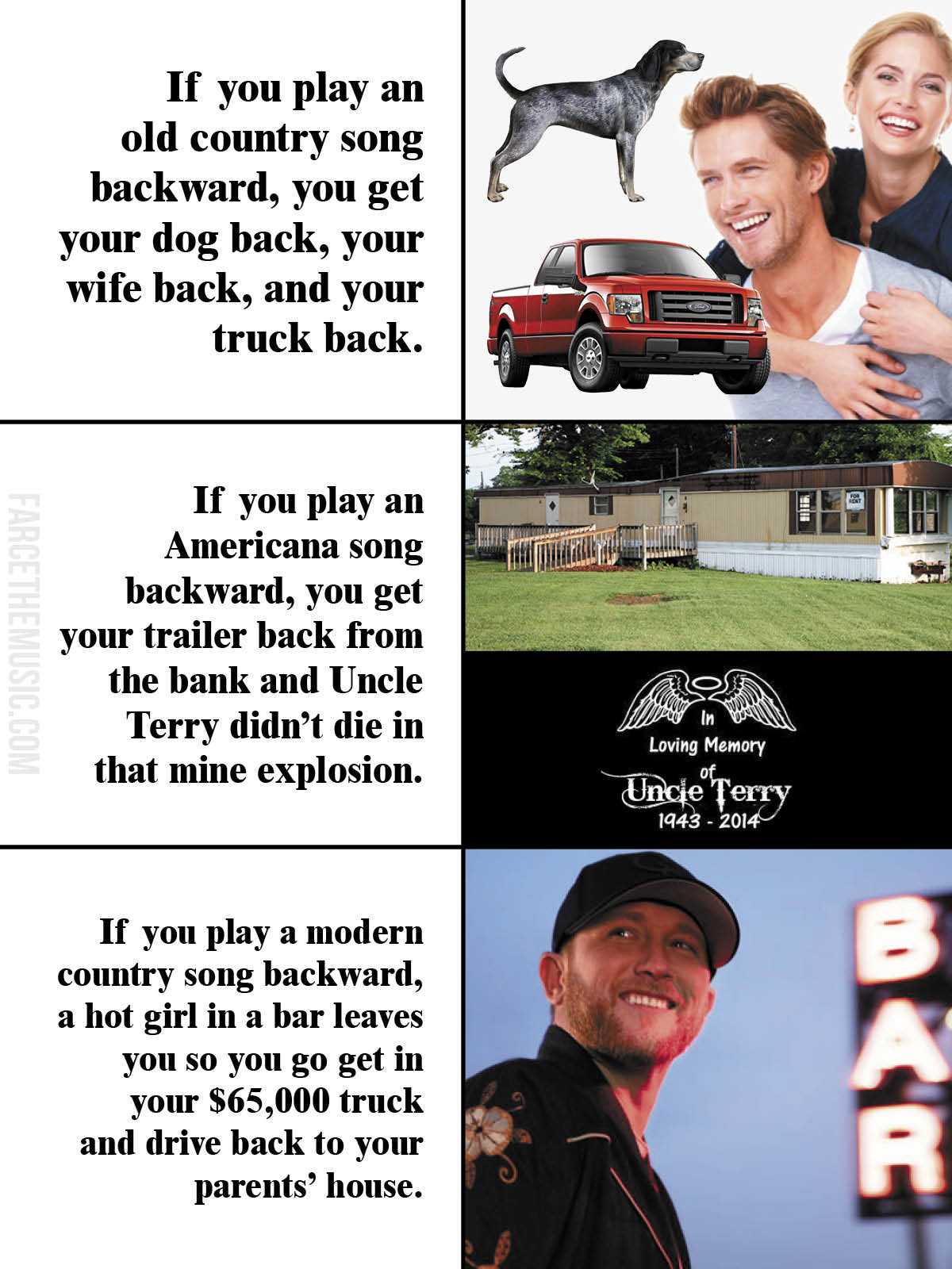 Farce the Music Country Songs Backward