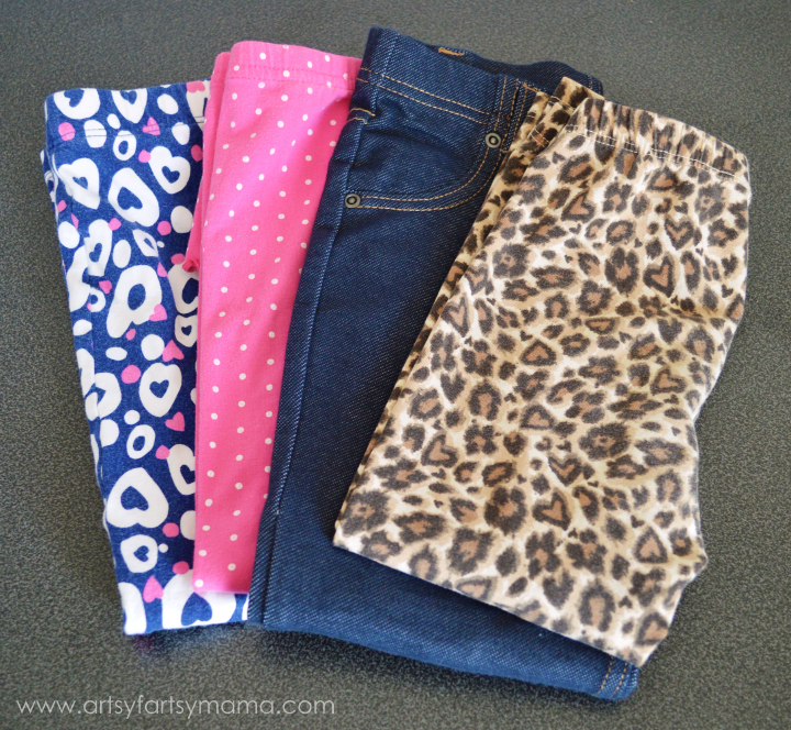 Upcycle old leggings into new leggings for 18 Inch or American Girl Dolls! Tutorial and free printable pattern at artsyfartsymama.com