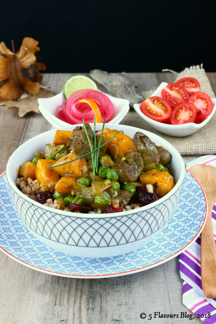 Curried Lamb’s Kidneys with Peas and Mango