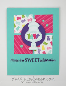 Stampin' Up! Sweetest Thing ~ How Sweet It Is ~ Gummy Bear Candy Jar Card ~ www.juliedavison.com ~ 2019 OCcasions Catalog Card
