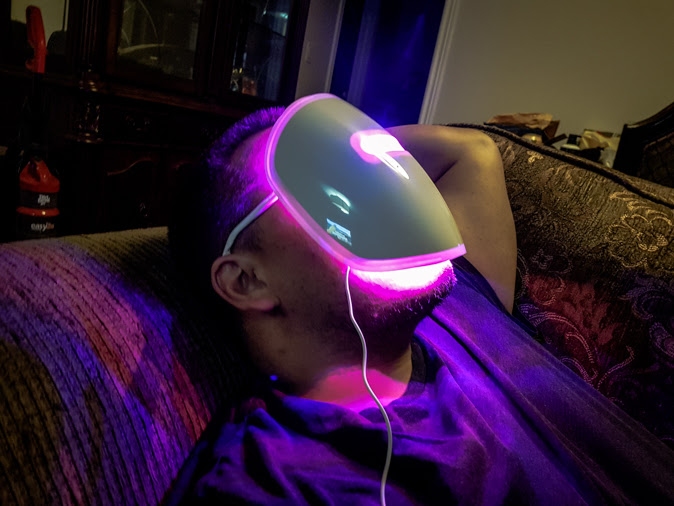Boyfriend Wearing Neutrogena Light Therapy Acne Mask