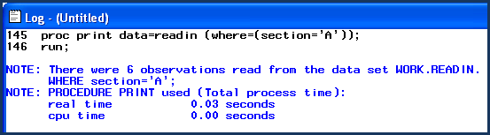 WHERE as a data set option in log