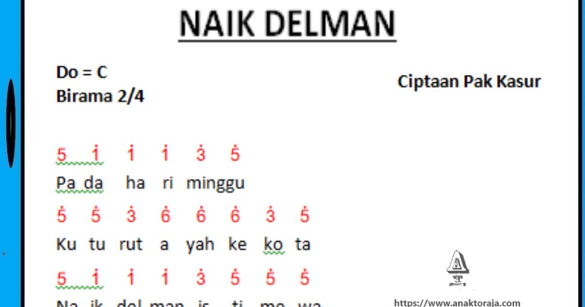 Not Angka Lagu Naik Delman
