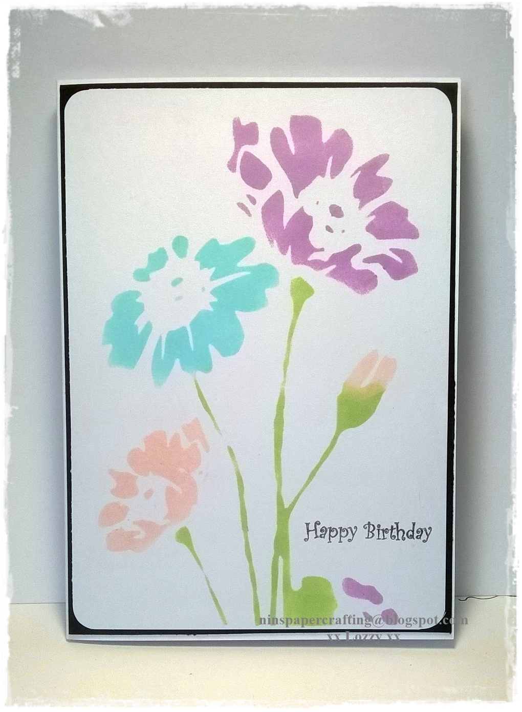 Nins Handmade Cards 3 cards with using one stencil