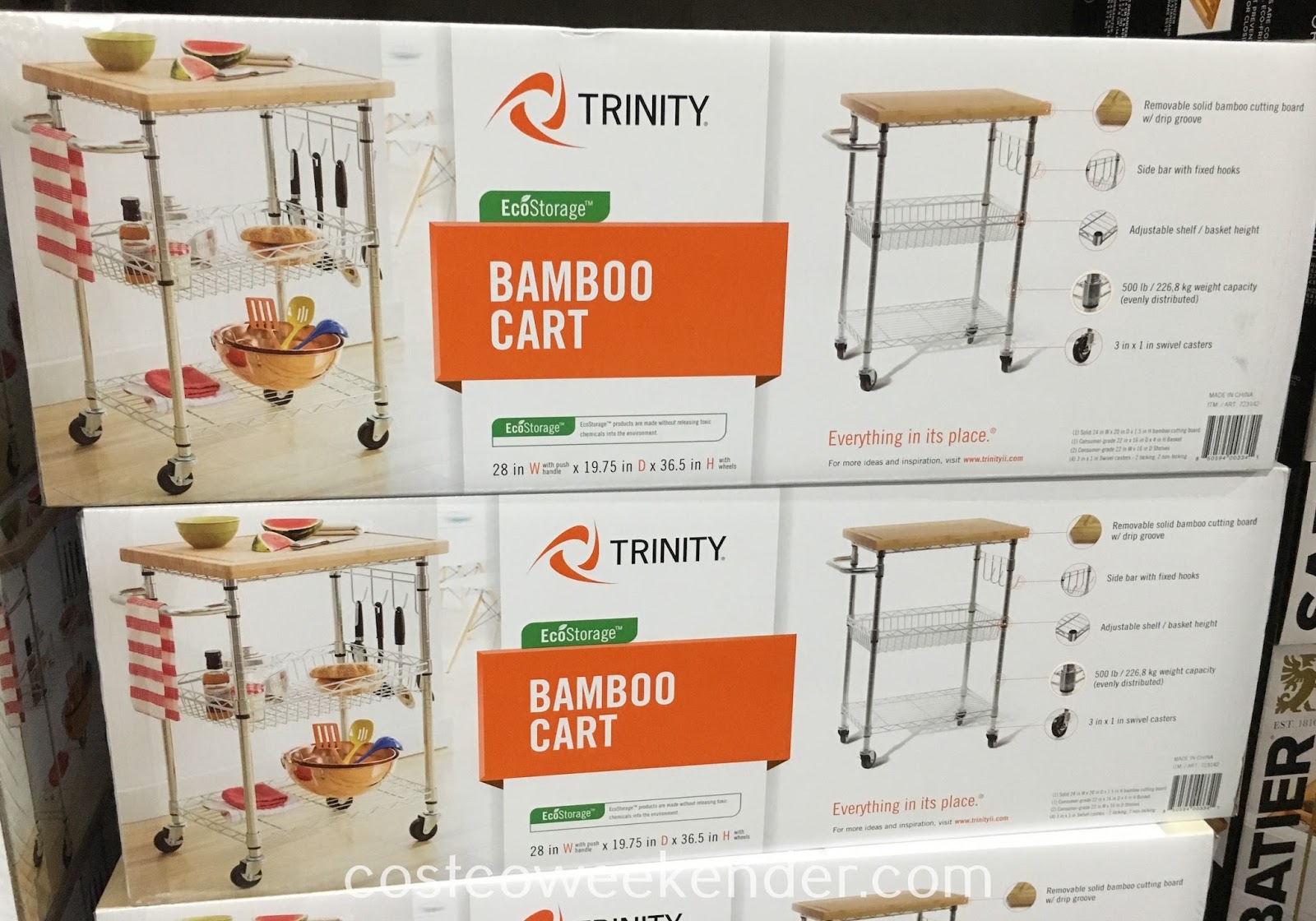 Trinity EcoStorage Kitchen Bamboo Cart Costco Weekender