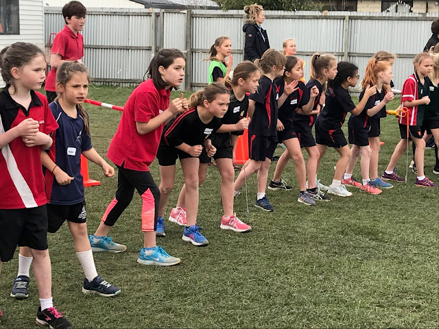 Junior girl's lining up to start cross country