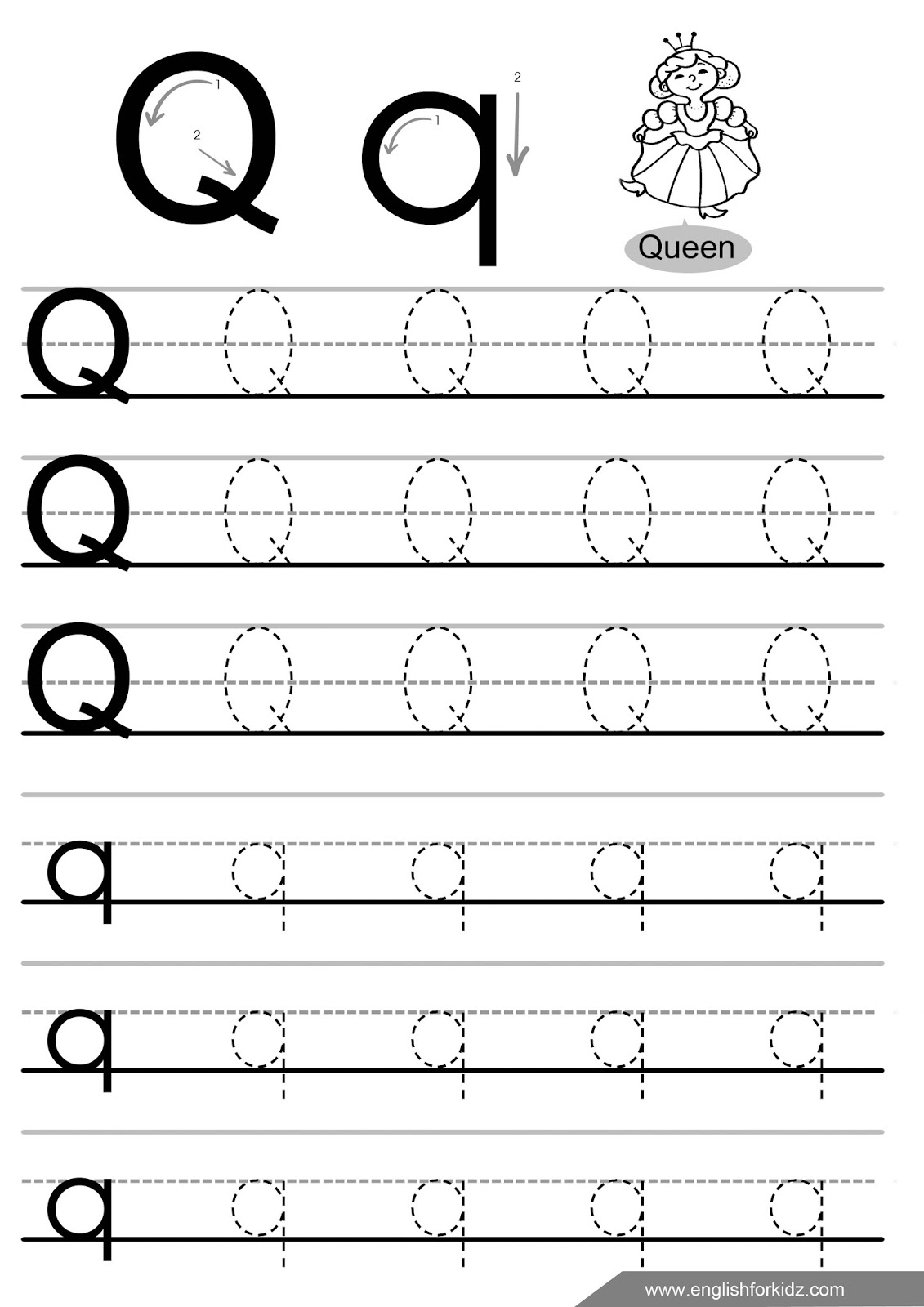 letter q worksheets flash cards coloring pages