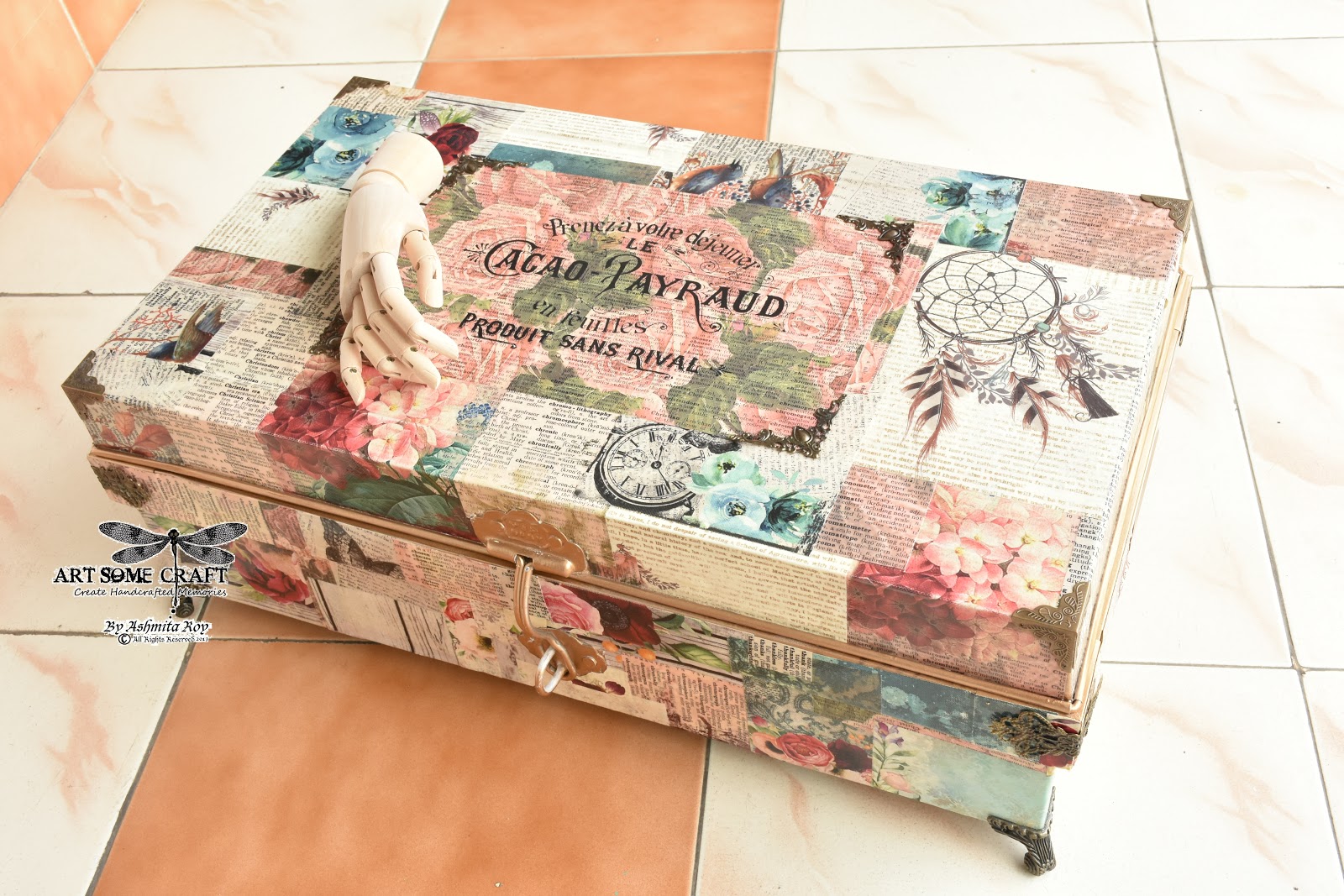 Art some craft Altered Metal Trunk DIY decoupage using Bob n Betty