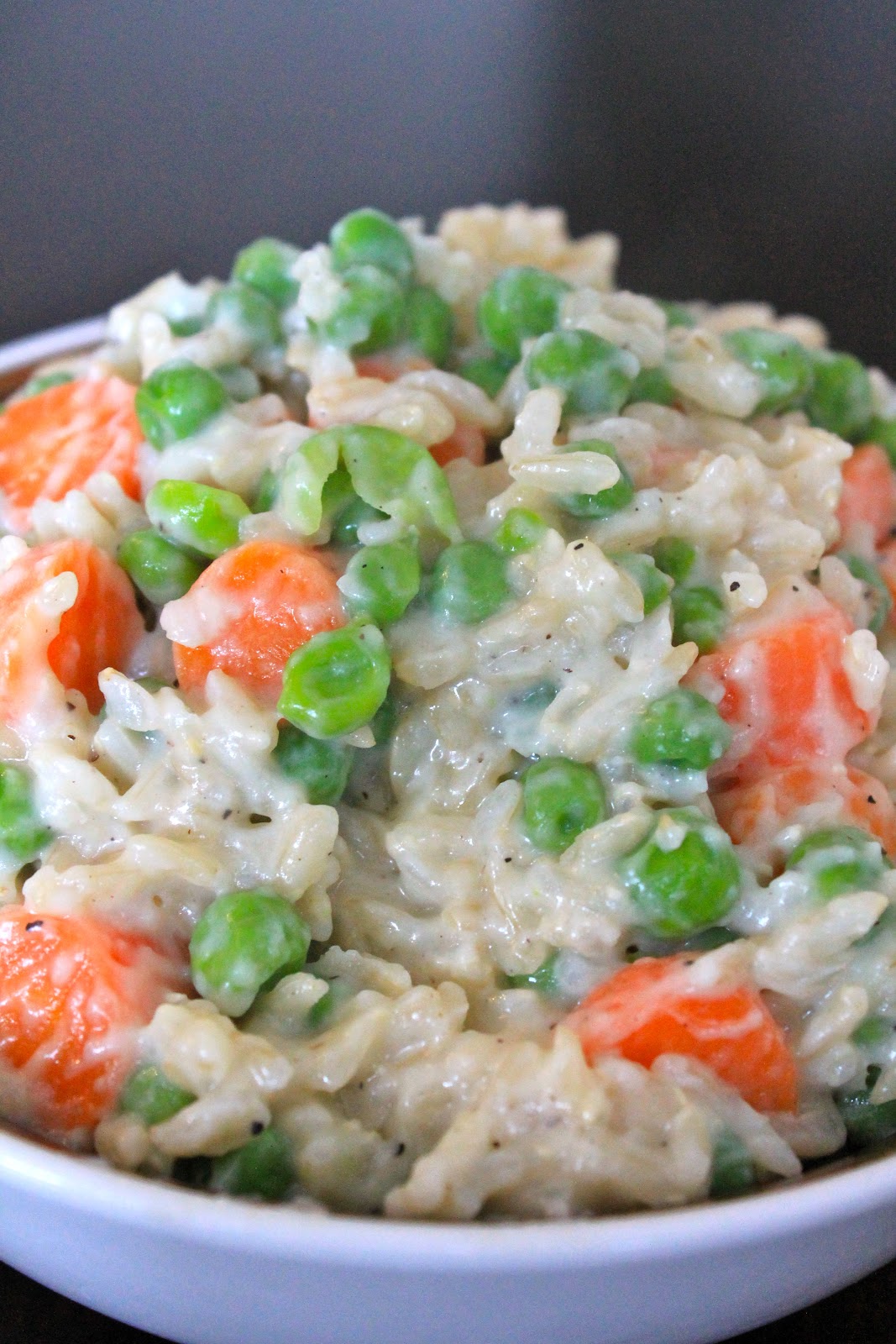 The Cultural Dish Brown Rice with Creamed Peas and Carrots
