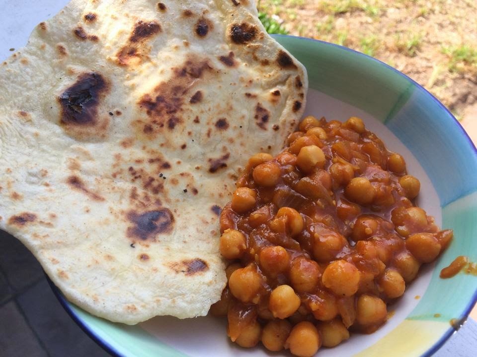 The Vegan Mouse Chickpea Ketchup Curry and Homemade Roti.