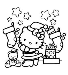 Hello Kitty Christmas coloring pages For Kids 4