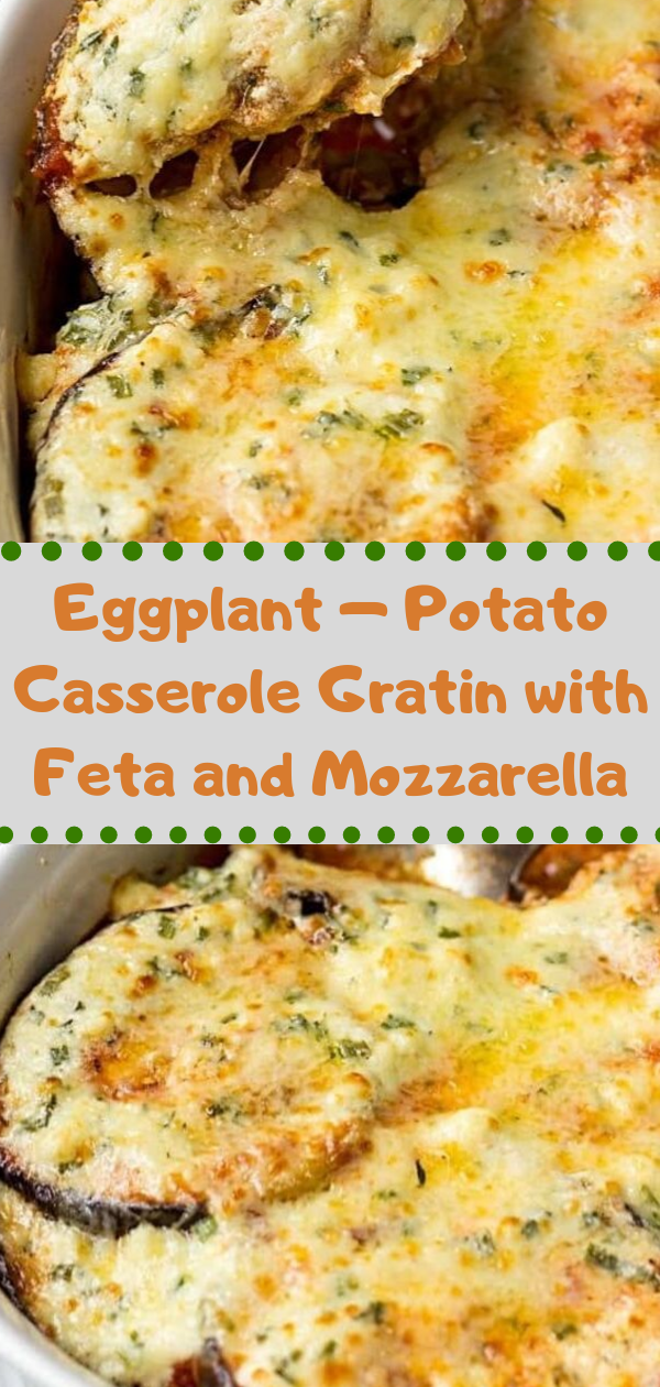 Keto Dinner Eggplant Potato Casserole Gratin with Feta and