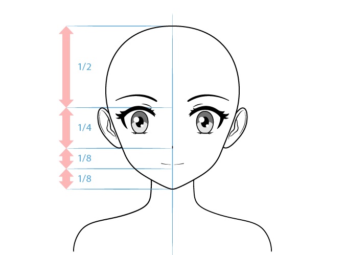 Anime karakter wanita pemalu menggambar wajah canggung