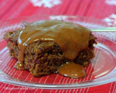 Cranberry Pudding with Butter Sauce ♥ KitchenParade.com, a popular recipe from the 1950s and 1960s, a dense, moist cranberry cake served with a rich butter sauce.